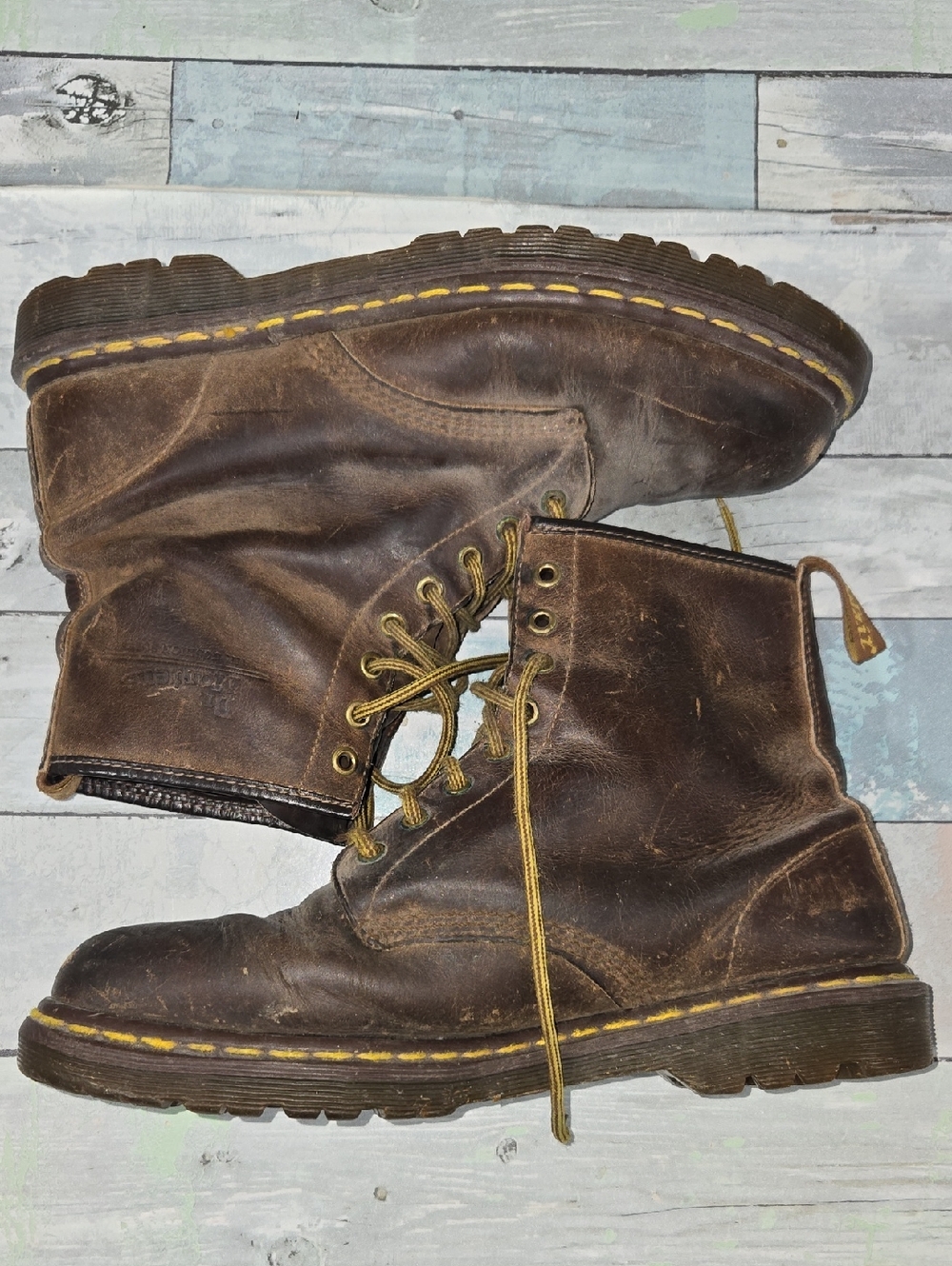 Vintage Dr Martens Brown Leather Lace-Up Work Boots Sz 10 - Picture 5 of 9